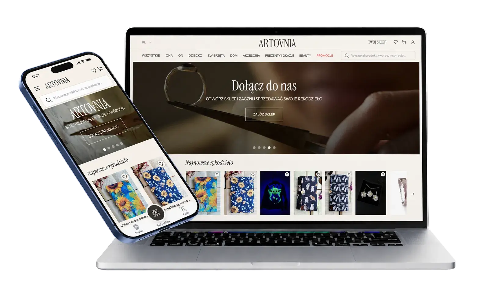 Artovnia marketplace storefront with featured handmade products